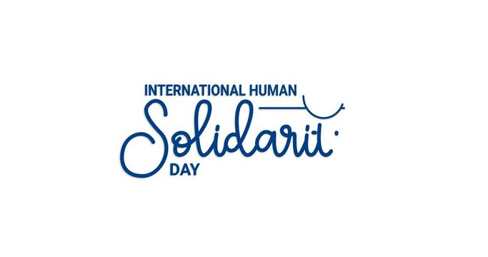 International Human Solidarity Day text animation with Alpha channel. Great for needed to combat poverty and starvation, conflict, and environmental degradation causing climate change through campaign