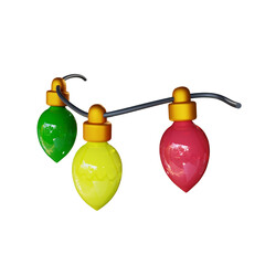 3d render green yellow and red Christmas Light