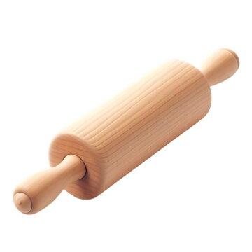 Wooden rolling pin plunger on transparent isolated background