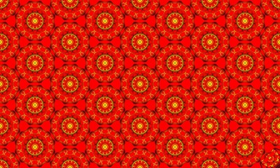 monochrome ornament of round figures. bright red horizontal seamless pattern. colorful decorative cover. packaging design. a holiday card.