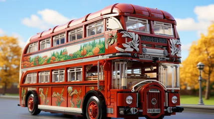 Foto op Canvas 3d realistic double-decker bus © avivmuzi