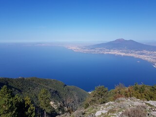 View of the sea from Mount Vesuvius, Naples, Italy