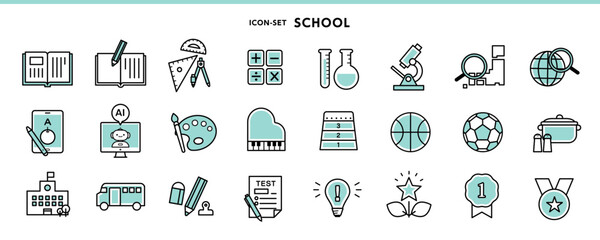 シンプルでかわいいスクール＆学習アイコン