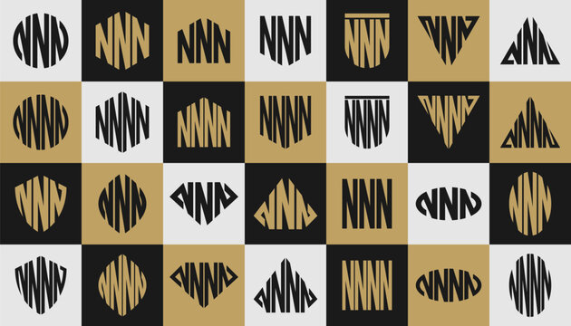 Modern technology abstract line letter N NNN NNNN logo design set