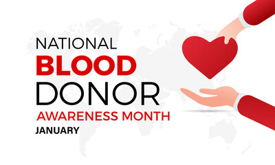 National Blood Donor Month vector template. Saving Lives with Blood Donation and Medical Support Illustration. background, banner, card, poster design.