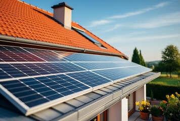 panneau solaire photovoltaïque pour l'écologie et les énergie renouvelable généré par IA, pose de panneaux 