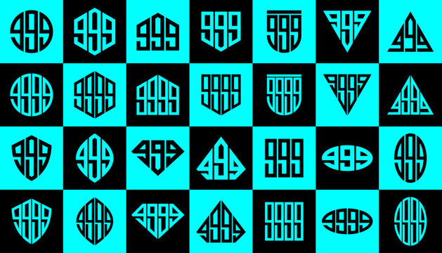 Geometry line lowercase letter G GGG GGGG logo, number 9 999 9999 design