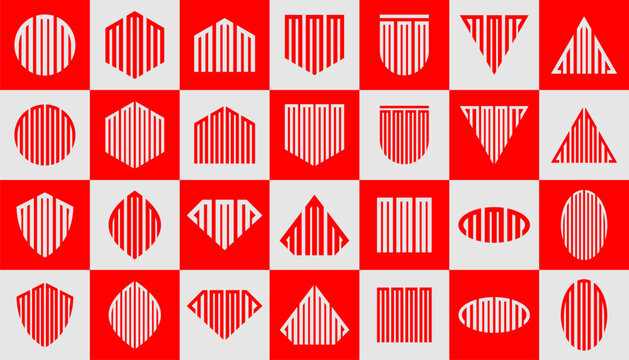 Geometric line abstract shape letter M MMM MMMM logo design set