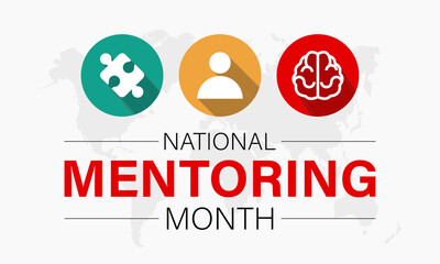 National Mentoring Month vector template. Empowering Futures and Inspiring Growth with Mentorship and Support Graphics. background, banner, card, poster design.