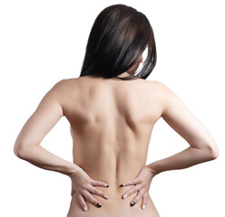 Naklejka premium Picture of woman from the back. Isolated on white.