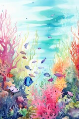 Fototapeta na wymiar AI generated illustration of an underwater scene of a coral reef with a variety of sea life visible