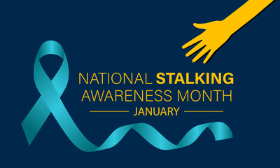 National Stalking Awareness Month vector template. Raising Awareness and Promoting Safety with Stalking Prevention and Support Graphics. background, banner, card, poster design. - obrazy, fototapety, plakaty
