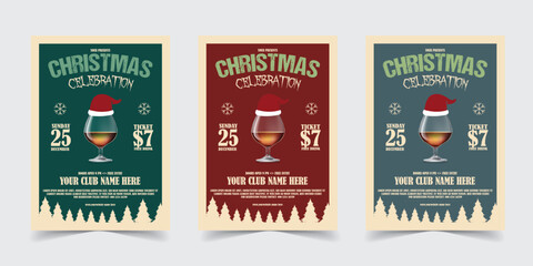 Merry Christmas party Flyer Template Poster Design, holiday covers. Xmas templates with typography and multicolor in modern minimalist style for web, social media and print design
