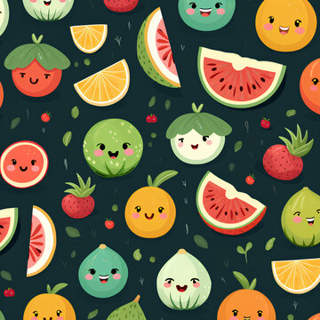 Create a pattern featuring adorable, stylized fruits like watermelons and in playful poses, PNG, 300 DPI
Create a pattern featuring adorable, stylized fruits like watermelons and in playful poses, PNG