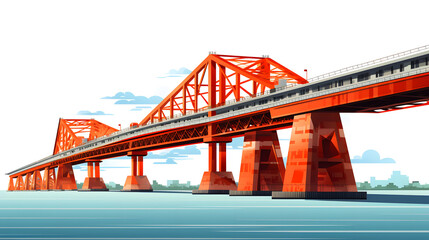 Padma bridge in Bangladesh Vector 3D illustration. generative ai. - obrazy, fototapety, plakaty