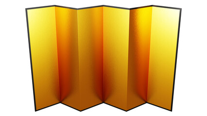 シンプルな金屏風_やや俯瞰_3DCGイラスト_透過素材