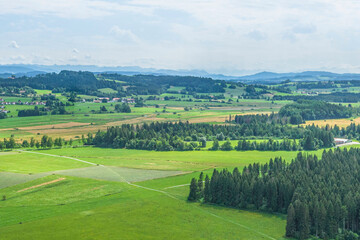Fototapeta na wymiar Ausblick auf die Moos-Landschaft westlich von Isny im Allgäu 