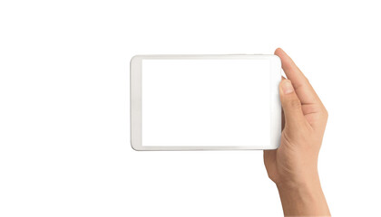 Hands holding  tablet touch computer gadget