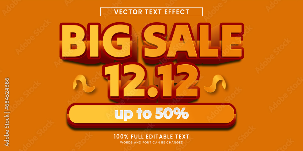 Wall mural vector design editable text effect, big sale 1212 text style template premium