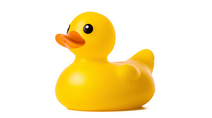 A bright yellow rubber duck isolated on a white background, Generative AI