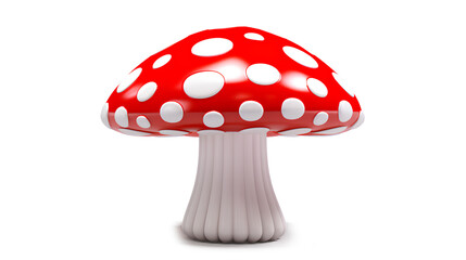 A comical cartoon power mushroom, with a mischievous grin, and vibrant red color isolated on a transparent background, Generative AI