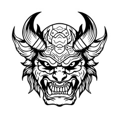 Oni Rebellion Unleashed: Solid Black Vector for Tattoo Art