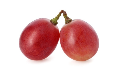 Two ripe red grapes isolated on white