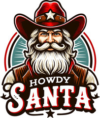 Howdy cowboy Santa Claus. Groovy Santa T-shirt.