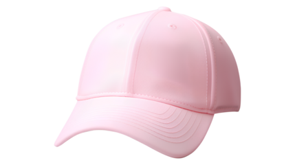 A cute pink baseball cap on a transparent background, Generative AI