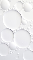 White transparent glossy bubbles close-up. Oil drops on water surface abstract back