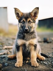 German shepherd puppy in the woods , generated by AI