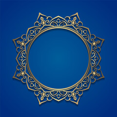 golden mandala ornament, round decorative design