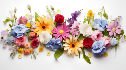 A vibrant group of flowers isolated on a white background, Generative AI - Powered by Adobe