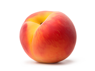 A ripe peach fruit isolated on a transparent background, Generative AI