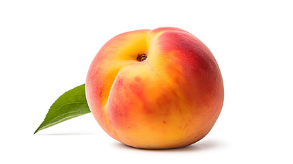 A ripe peach fruit isolated on a transparent background, Generative AI