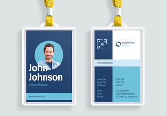 ID Card Layout with Blue Accents