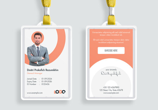 ID Card Layout with Peach Accents