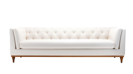 A sleek and contemporary photograph of a modern sofa isolated on a transparent background, Generative AI