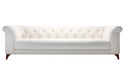 A sleek and contemporary photograph of a modern sofa isolated on a transparent background, Generative AI