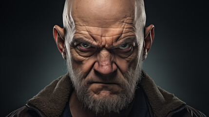Gruff character with pointed ears and a stern gaze. - obrazy, fototapety, plakaty