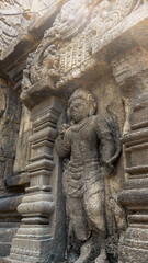 Stone relief on the wall of Prambanan Temple. A Hindu temple located in Yogyakarta, Indonesia
