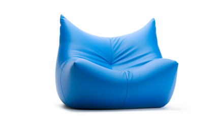 A vibrant blue bean bag chair isolated on a transparent background, Generative AI