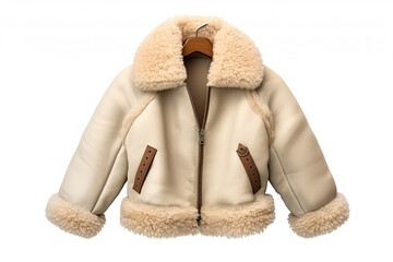 a beige sheepskin jacket isolated on white background