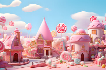  Sweet pastel candy world. generative ai.
