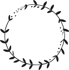 Hand drawn floral wreath logo for decoration