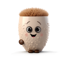 An adorable character resembling a coffee cup isolated on a transparent background, Generative AI