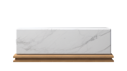 An elegant 3D-rendered podium with a smooth marble finish isolated on a transparent background, Generative AI