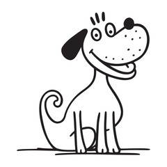 Vector hand drawn cute dog. Isolated illustration on white background