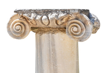 Ionic marble column, isolate, no background. Side ancient city, Manavgat, Turkey (Turkiye)