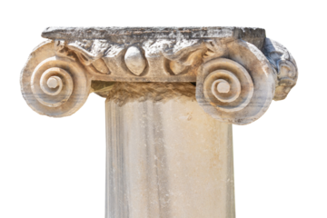 Ionic marble column, isolate, no background. Side ancient city, Manavgat, Turkey (Turkiye)